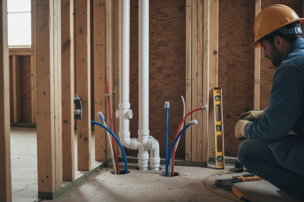 Drain and supply rough-in during Sump Pump Repair in Waukegan